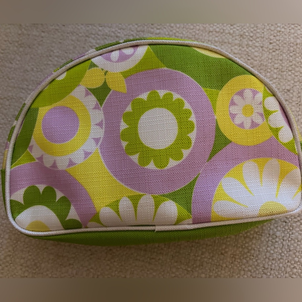 Clinique Green and Purple Floral Cosmetic Bag/new never used